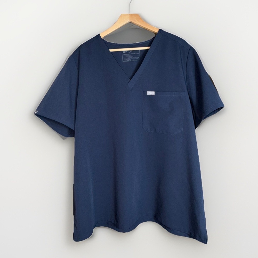 Figs Catrina Scrub Top Womens XXL Short Sleeve V-Neck Style# FW1000 Blue